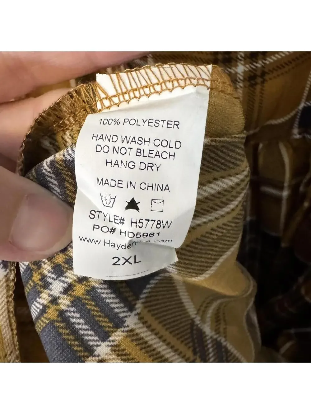Hayden Mustard Plaid Dress with Floral Embroidery 2XL - Picture 6 of 6